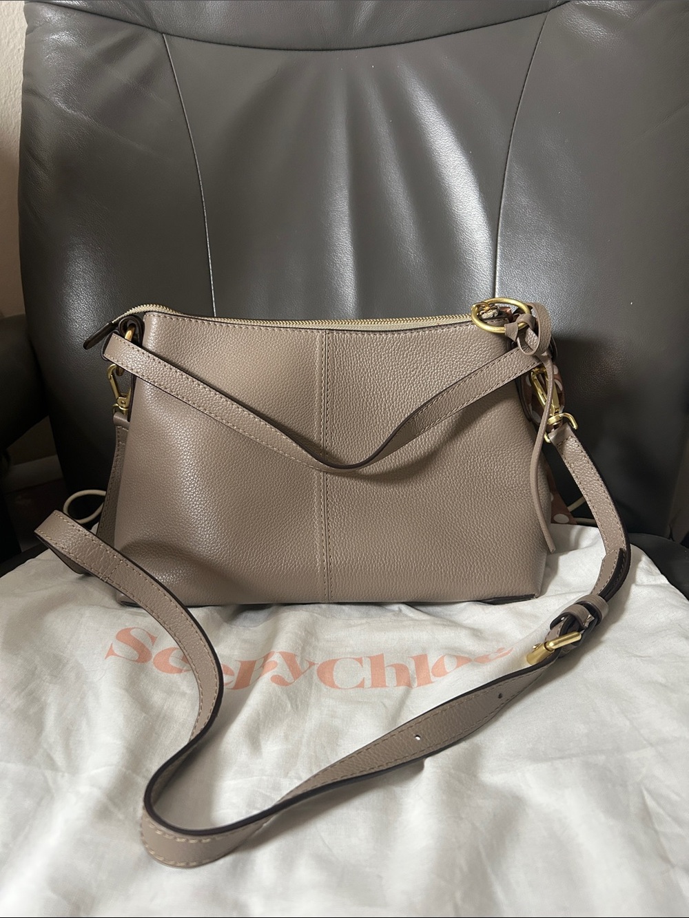 See By Chloé Taupe Suede & Leather Shoulder/Crossbody Bag - Picture 9 of 12